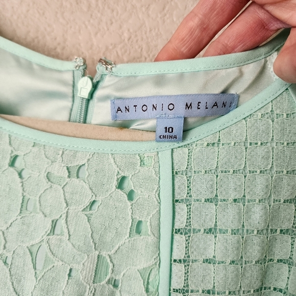 ANTONIO MELANI Eyelet short sleeve dress fit flare in Robin's egg blue NEW 10 - Picture 6 of 7